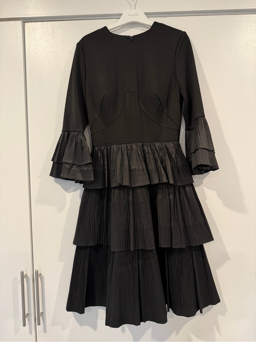 Tiered black midi dress